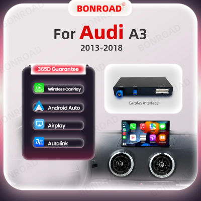 BONROAD-adaptador inalámbrico para coche, dispositivo con Android, CarPlay, para Audi A3, 8v, 2013-2018, Mirror Link, AirPlay, Bluetooth, navegación GPS