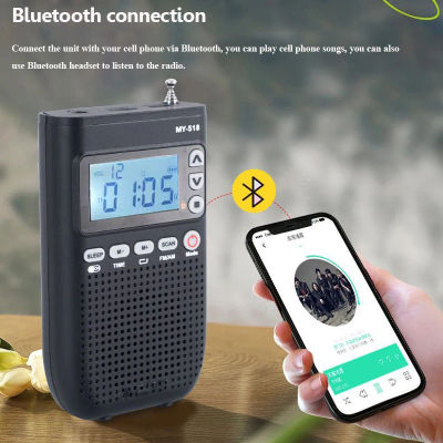 Mini altavoz portátil con Bluetooth, transmisión de Radio FM AM, inalámbrico, Bluetooth, compatible con tarjeta TF, auriculares Bluetooth, reproducción de encendido/apagado temporizado