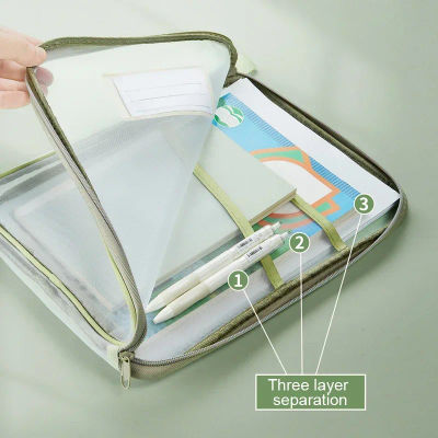 Bolsa de almacenamiento de papelería A4, bolsa de malla de doble capa con cremallera, carpetas organizadoras de gran capacidad, suministros escolares y de oficina, almacenamiento de juguetes