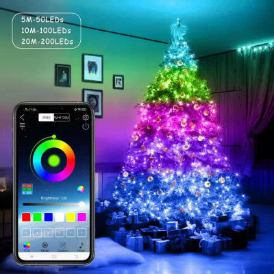 LTOON-Cadena de luces RGB con Bluetooth y Control por aplicación para teléfono móvil, decoración festiva perfecta para fiestas y regalos de navidad