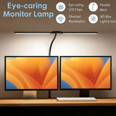Lámpara de Escritorio LED Doble con Clip, Regulable, para Monitor, Oficina, Lectura e Iluminación Arquitectónica