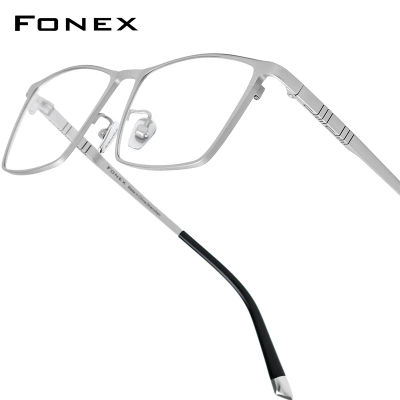Montura de gafas de titanio FONEX para hombre, gafas cuadradas de diseño de marca, monturas de gafas japonesas ultraligeras de alta calidad 85641