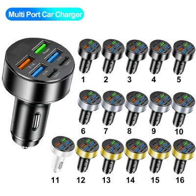 Cargador de coche de 100W y 6/8 puertos, carga rápida PD QC3.0 USB C, adaptador tipo C para teléfono de coche, para iPhone, Samsung, Huawei, Xiaomi