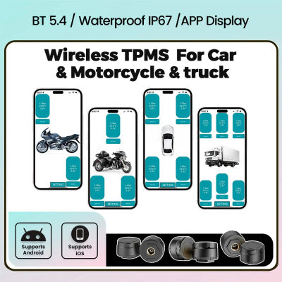 Sistema de Monitoreo de Presión de Neumáticos TPMS para Automóvil, Compatible con Teléfonos con Sistema iOS y Android, con Bluetooth 5.4, para Monitoreo de Automóviles, Motocicletas y Triciclos, con