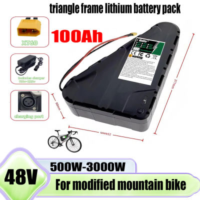 Paquete de baterías triangulares 18650 de 48V 20AH-100AH, paquete de baterías de litio para bicicleta de montaña con cuadro triangular modificado + cargador