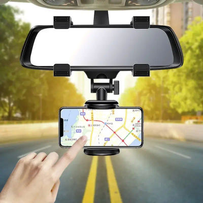 Soporte para teléfono de coche 360, soporte de montaje para espejo retrovisor, navegación GPS, soporte para móvil, Clip plegable, soporte ajustable para teléfono móvil para coche