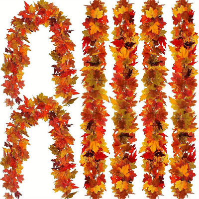 Guirnalda de Hojas de arce artificiales de 2M, plantas falsas, decoración de otoño, hojas de vid para Acción de Gracias, festivales de Halloween, decoración de boda