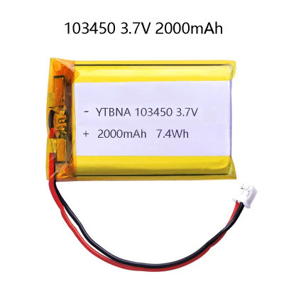 Batería recargable de polímero de litio de alta capacidad, 3,7 V, 103450, 2000mAh, para PS4, cámaras, GPS, altavoces Bluetooth, baterías de 3,7 V