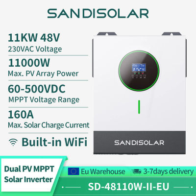 Inversor Híbrido Solar Sandisolar de 11Kw, 48V CC a 230V CA, Onda Sinusoidal Pura, Controlador MPPT Integrado, Monitor Wifi, Fuente de Alimentación Fuera de Red