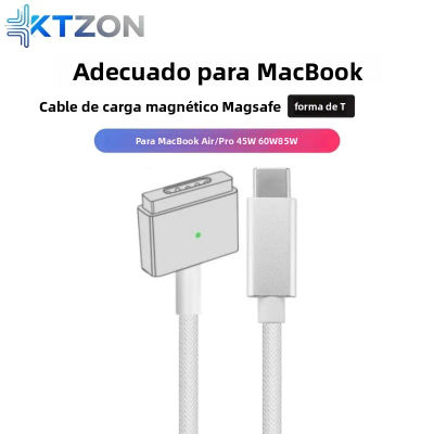 Cable de carga trenzado USB-C a MagSafe 2 T-tip para MacBook Air/Pro, cable de cargador magnético rápido Compatible con 45W 60W 85W