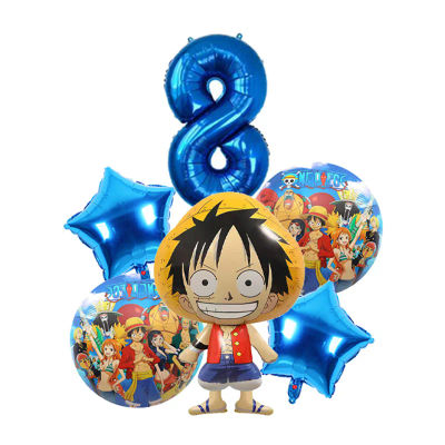 Set de Globos de Aluminio con Temática de One Piece, Tema de Luffy, Número de Cumpleaños, para Fiestas Infantiles, Decoraciones para Baby Shower, Regalos