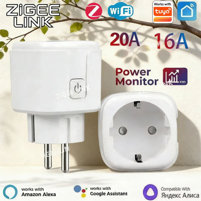 Enchufe Inteligente WIFI o ZigBee de 16A/20A, Monitor de Energía, Control Remoto por Voz y Aplicación Inalámbrica, Compatible con Tuya, Alexa y Google