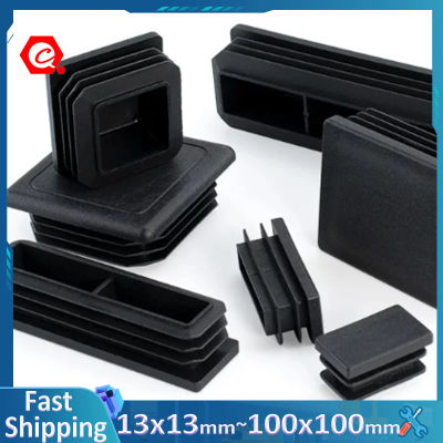 Tapón Cuadrado de Plástico Negro para Tubos de 13x13mm~100x100mm, Protector Antideslizante para Patas de Mesa, Silla y Muebles