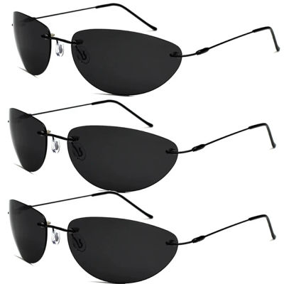 3 uds gafas de sol polarizadas clásicas de titanio para hombre Matrix Neo Morpheus UV400 película superligera marca diseñador gafas de sol sin montura