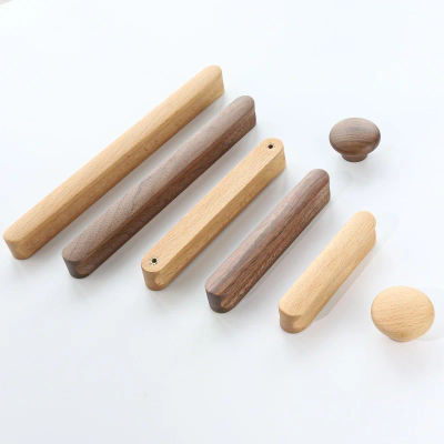 Tiradores de Madera Maciza Nórdica para Gabinetes de Cocina, Tiradores de Cajones para Habitación Infantil, Perillas de Madera de Nogal para Puertas de Gabinetes, Manijas para Muebles