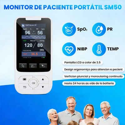 Monitor portátil de signos vitales, Monitor de ritmo multiparamétrico clínico de Hospital, equipo de enfermería humana SPO2 PR NIBP TEMP