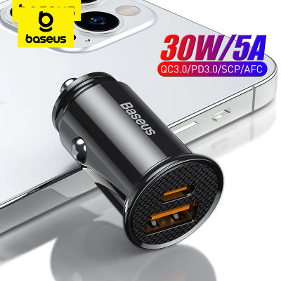 Baseus 30W cargador de coche USB carga rápida 4,0 3,0 FCP SCP USB PD para Xiaomi iPhone 12 13 14 15 Pro cargador de teléfono de coche de carga rápida