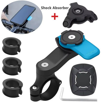 1 juego de soporte para teléfono móvil para manillar de motocicleta y bicicleta, desmontable 360 ° Soporte Giratorio para Teléfono Móvil con Absorción de Impactos