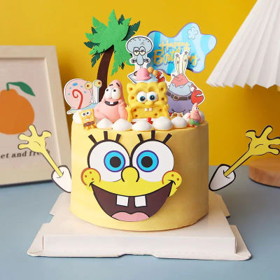 Adornos para tarta con tema de bebé de esponja amarilla para fiesta de cumpleaños de niño y niña, suministros de decoración para tarta de primer cumpleaños para Baby Shower