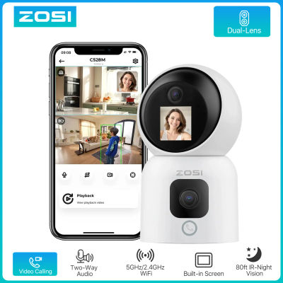 ZOSI C528 6MP/4MP HD Cámara de seguridad WiFi para interiores de doble lente enchufable 360 ° Vistas Pan/Tilt Vigilancia del hogar Monitor para bebés/perros de mascotas