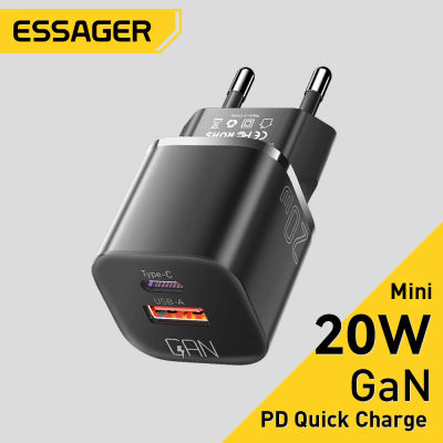Cargador Essager 20W GaN PD USB C para iPhone 14 13 12 11 Pro Max teléfono QC 3,0 PD 3,0 USB tipo C carga rápida para Xiaomi pocoiPad