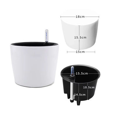 Macetas de autorriego para plantas de interior, maceta de plástico con indicador de nivel de agua para plantas, decoración del hogar, cepilladora, 1 ud.