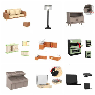 Accesorios de muebles en miniatura para casa de muñecas, sofá, lámpara de pie, estante, hervidor, casa de muñecas, dormitorio, cocina, modelo de muebles, 1:12