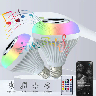 Bombilla de música con Altavoz Bluetooth inteligente RGB, bombilla colorida para escenario con Control remoto E27, bombilla Led regulable de 12W para fiesta en casa