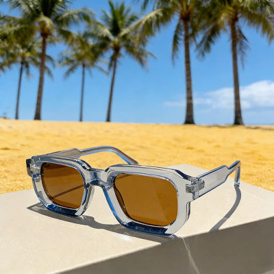 Gafas de sol Vintage para hombre y mujer, lentes de sol rectangulares con montura de pc, gafas de sol Retro a la moda, gafas de sol de diseño de marca de lujo