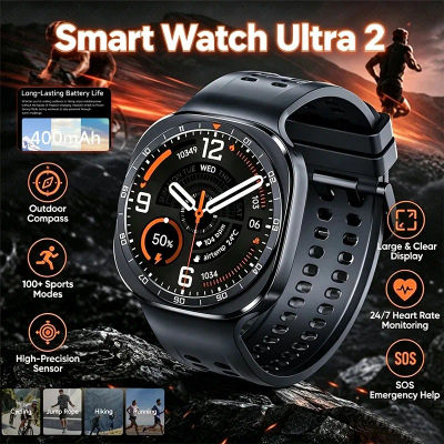 Reloj Inteligente Ultra 2 2026 para Hombre, Carga Inalámbrica, IP68 Resistente al Agua, Brújula, Llamadas Bluetooth, Monitor de Salud, Reloj Inteligente de 47 mm