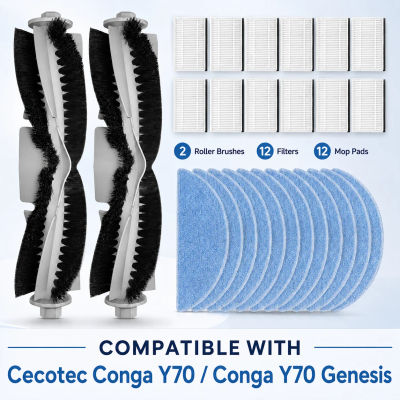 Compatible con Cecotec Conga Y70 / Conga Y70 Genesis Piezas de aspiradora Cepillo principal Filtro HEPA Paño de fregona Accesorios de repuesto