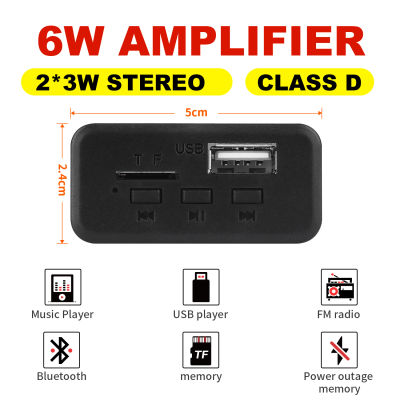 Amplificador Bluetooth de 6W, placa decodificadora de MP3, micrófono, reproductor Mp3 para coche, grabación USB, Radio FM, AUX para altavoz, Audio manos libres DIY
