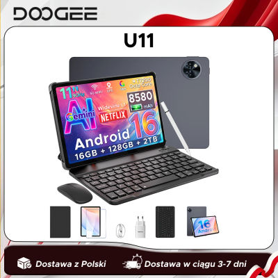 Tablet DOOGEE U11 con Android 16, Pantalla Ultraclara de 11'' y 90Hz, 4GB de RAM, 128GB de ROM, Batería de 8580mAh, Altavoces Duales, Compatible con Widevine L1