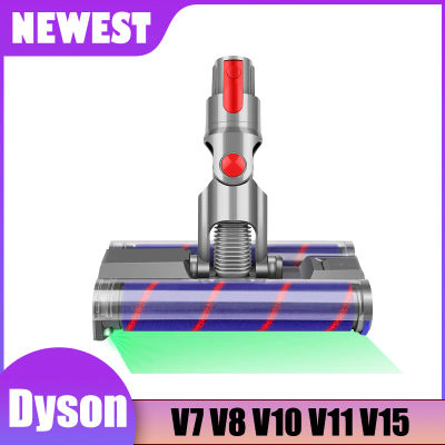 Para Dyson V7 V8 V10 V11 V15 piezas de aspiradora giratorio doble cabezal de cepillo de rodillo suave luz Led diseñada para suelos duros