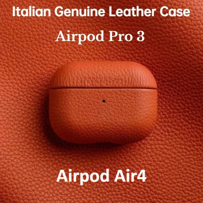 Estuche de Alta Gama para Auriculares Bluetooth para Apple AirPods Air 2 3 4 Pro 2 3, Funda Protectora de Cuero Genuino con Textura de Lichi Retro