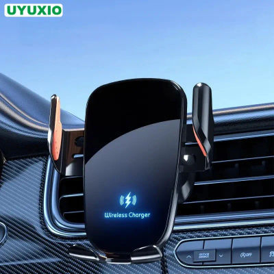 UYUXIO cargador de coche inalámbrico carga rápida sujeción Manual salida de aire soporte de teléfono de coche para teléfonos Samsung Android iPhone 16 15 14 13