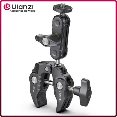 Ulanzi R094 Super abrazadera de Metal con abrazadera de brazo mágico de doble cabeza de bola con orificio de 1/4 "y 3/8" para cámara DSLR Monitor luz micrófono montaje