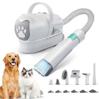Aspiradora para Perros, Secador de Pelo para Gatos, Kit de Aseo para Mascotas 7 en 1, Aspiradora con Recipiente para Polvo de Pelo de Mascotas, Cepillo para Perros, Aspiradora para Pelo de Mascotas