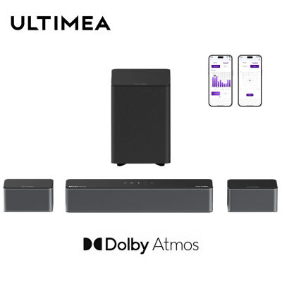 Barra de Sonido ULTIMEA Poseidon M4T 5.1 Canales, Sistema de Cine en Casa con Dolby Atmos, Subwoofer Inalámbrico, Altavoces Traseros, Control por Aplicación