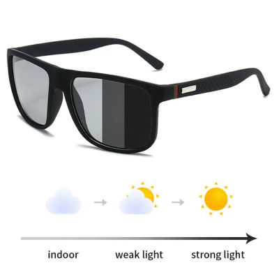 Gafas de Sol Polarizadas Fotocromáticas de Moda para Hombre y Mujer, Gafas de Sol Cuadradas Vintage para Hombre, de Diseñador, para Conducir y Pescar