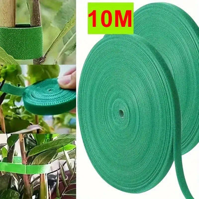 Cinta de sujeción autoadhesiva de nailon reutilizable de 10 m para plantas, verde, para jardín, hogar y plantas.