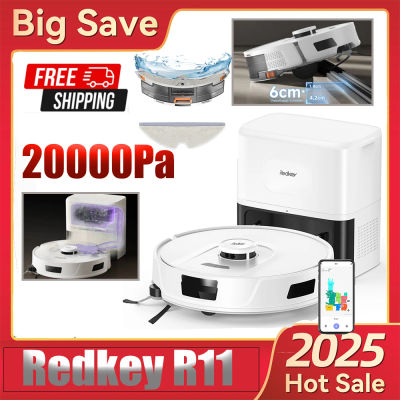Combo de robot aspirador y trapeador Redkey R11 3 en 1, autovaciado con aspiradora robótica LiDAR de 20000 Pa con mapeo de precisión