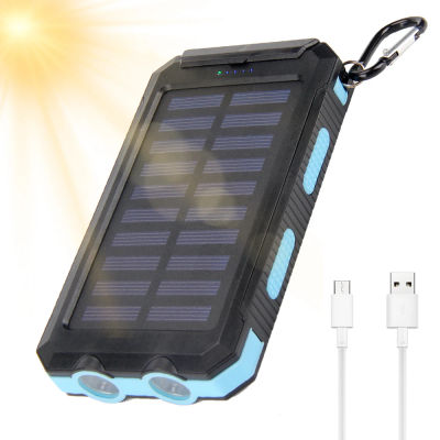 Banco de energía portátil con energía solar, accesorio de cargador de teléfono móvil con energía solar, fuente de alimentación para teléfono móvil, adecuado para acampar y viajar al aire libre.