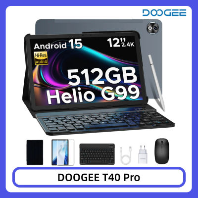 Tablet DOOGEE T40 Pro, 20GB 512GB, Pantalla 2.4K de 12 Pulgadas, Helio G99, Batería de 10800mAh, Cuatro Altavoces, Ultrafina de 7.6mm, Android 15, Tablet Inteligente