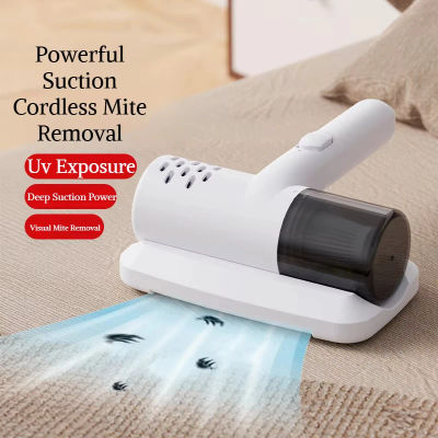 Aspiradora de mano inalámbrica con carga USB, potente succión, eliminador de ácaros portátil para limpieza de cama, sofá y coche