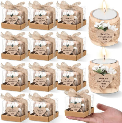 Vela de regalo para invitados, portavelas de madera para boda, regalos de agradecimiento para Baby Shower, candelabro de Navidad