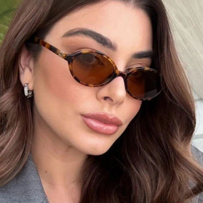 Gafas de sol ovaladas Vintage para mujer, gafas de sol pequeñas Y2K a la moda para mujer, gafas de leopardo sexis a la moda UV400, gafas Retro para hombre