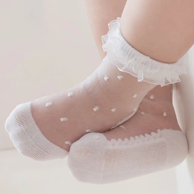 Calcetines de malla con volantes para bebés y niñas, calcetines de tobillo con volantes y diseño de puntos, calcetines bonitos de princesa