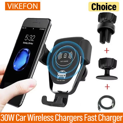 Cargadores inalámbricos de 30W para coche, cargador rápido para iPhone 16, 15, 14, 13, 12 Pro, XS, Max, XR, Samsung, Xiaomi, soporte para teléfono y coche
