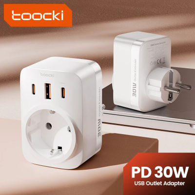 Toocki-cargador de teléfono móvil PD 30W GaN con salidas de CA, tira de alimentación de enchufe de pared USB para iPhone 15 14 Xiaomi Samsung S23